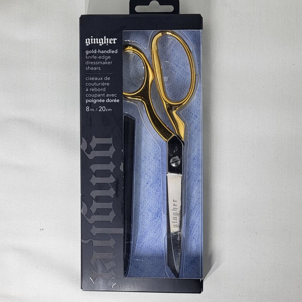 Gingher 8" Gold-Handled Knife-Edge Dressmaker Shears NIB